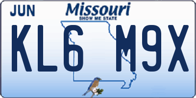 MO license plate KL6M9X