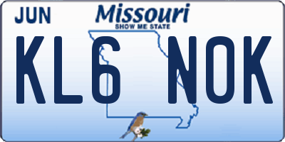 MO license plate KL6N0K
