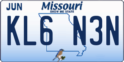 MO license plate KL6N3N