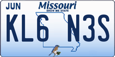 MO license plate KL6N3S
