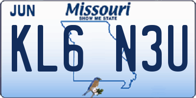 MO license plate KL6N3U