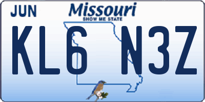 MO license plate KL6N3Z
