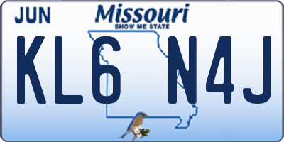 MO license plate KL6N4J