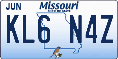 MO license plate KL6N4Z