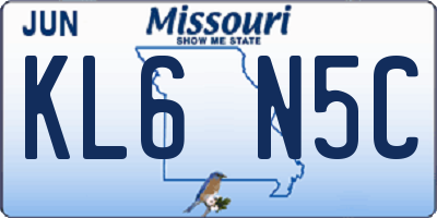 MO license plate KL6N5C