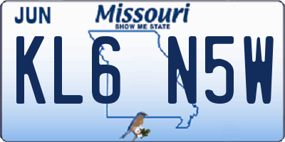 MO license plate KL6N5W