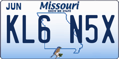 MO license plate KL6N5X