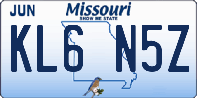 MO license plate KL6N5Z