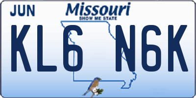 MO license plate KL6N6K