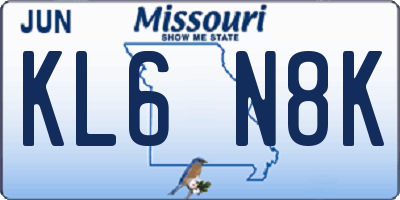 MO license plate KL6N8K