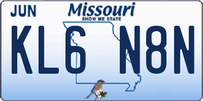 MO license plate KL6N8N
