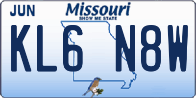 MO license plate KL6N8W