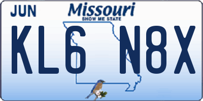 MO license plate KL6N8X
