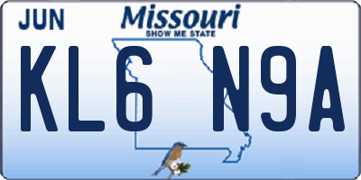 MO license plate KL6N9A