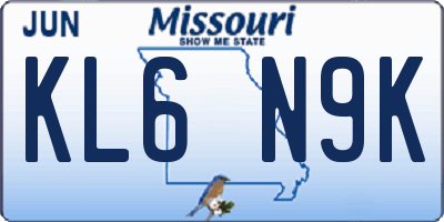 MO license plate KL6N9K