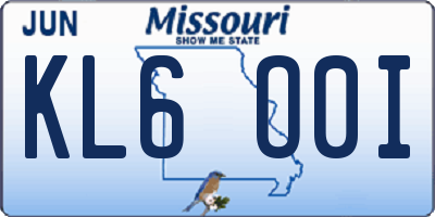 MO license plate KL6O0I