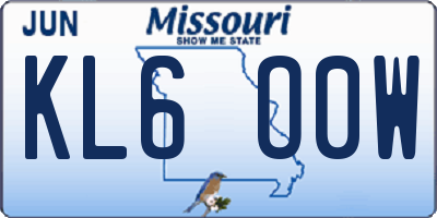 MO license plate KL6O0W