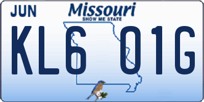 MO license plate KL6O1G