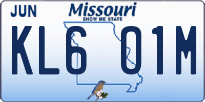 MO license plate KL6O1M