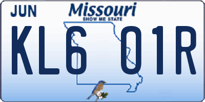 MO license plate KL6O1R
