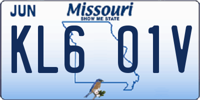 MO license plate KL6O1V