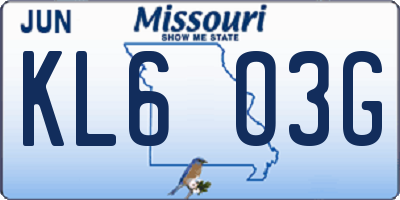 MO license plate KL6O3G