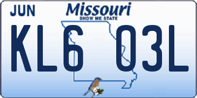 MO license plate KL6O3L