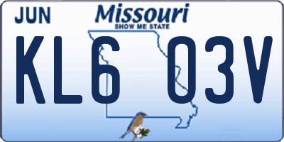 MO license plate KL6O3V
