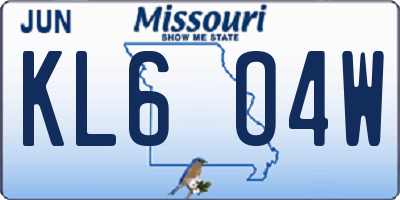 MO license plate KL6O4W