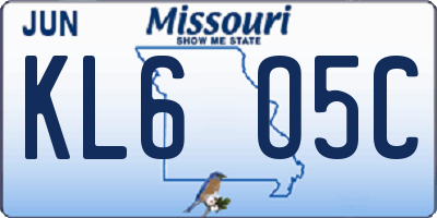 MO license plate KL6O5C