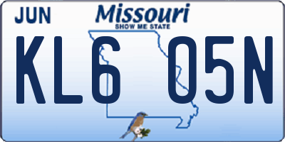 MO license plate KL6O5N