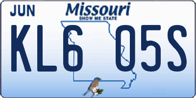 MO license plate KL6O5S