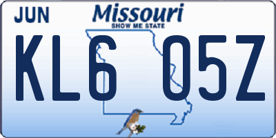MO license plate KL6O5Z