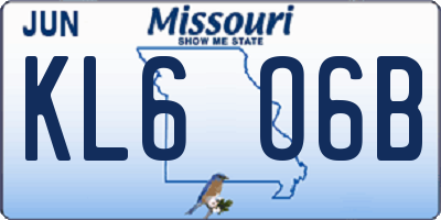 MO license plate KL6O6B