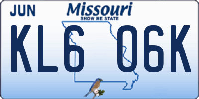 MO license plate KL6O6K