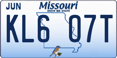 MO license plate KL6O7T