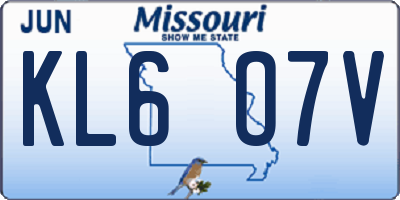 MO license plate KL6O7V