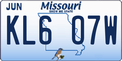 MO license plate KL6O7W