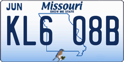 MO license plate KL6O8B