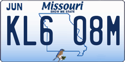 MO license plate KL6O8M