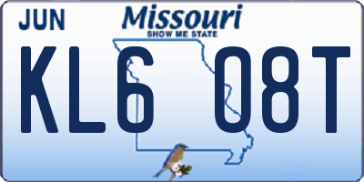 MO license plate KL6O8T