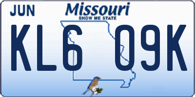MO license plate KL6O9K