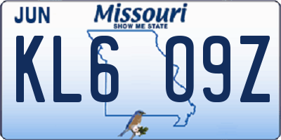 MO license plate KL6O9Z