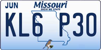MO license plate KL6P3O