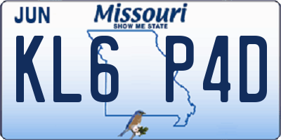 MO license plate KL6P4D