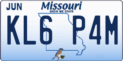 MO license plate KL6P4M