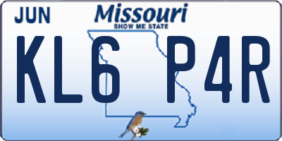 MO license plate KL6P4R