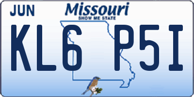 MO license plate KL6P5I