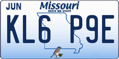 MO license plate KL6P9E