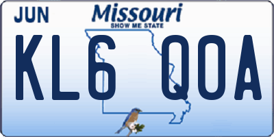 MO license plate KL6Q0A